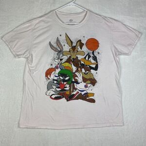 Space Jam Shirt Adult Extra Large White Looney Tunes Graphic Short Sleeve Casual